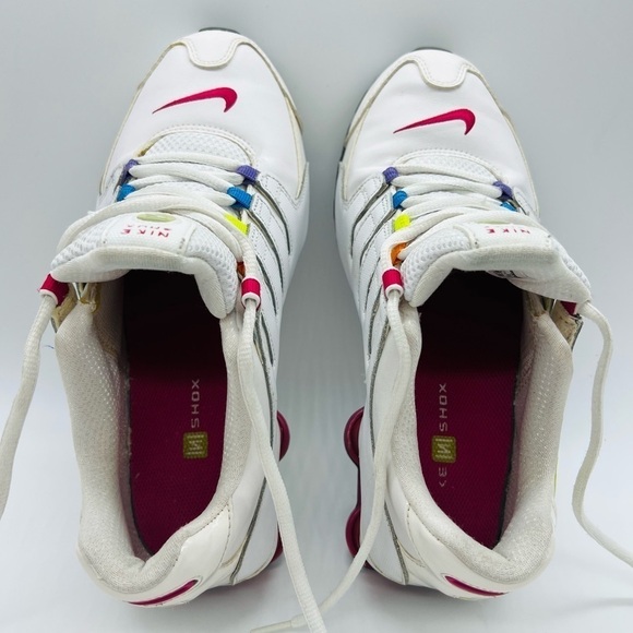 NIKE SHOX 2013 WHITE YOUTH ATHLETIC SHOES WITH RAINBOW HIGHLIGHTS SIZE 7Y - Picture 12 of 14